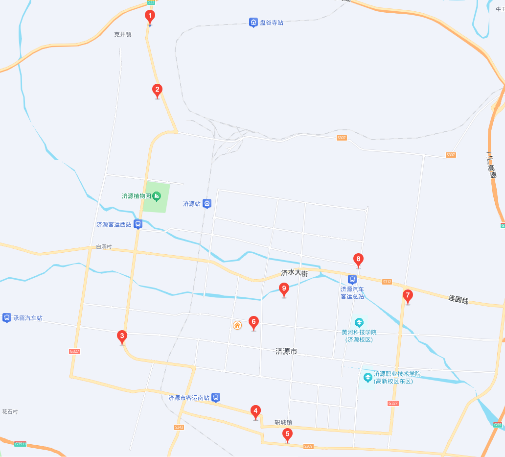阳光驾校各校区与训练场位置示意图